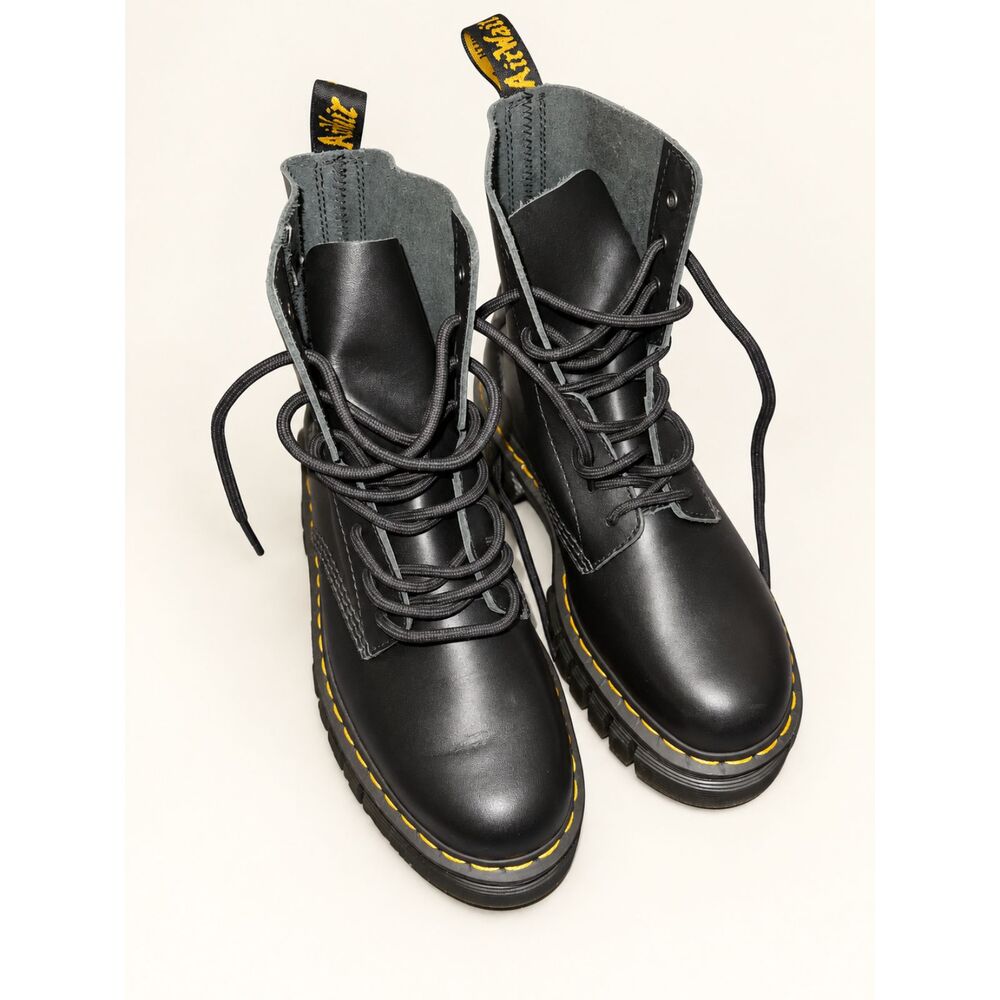Dr Martens Audrick Nappa Leather Platform Boots Black Women 9 UK7 EU41